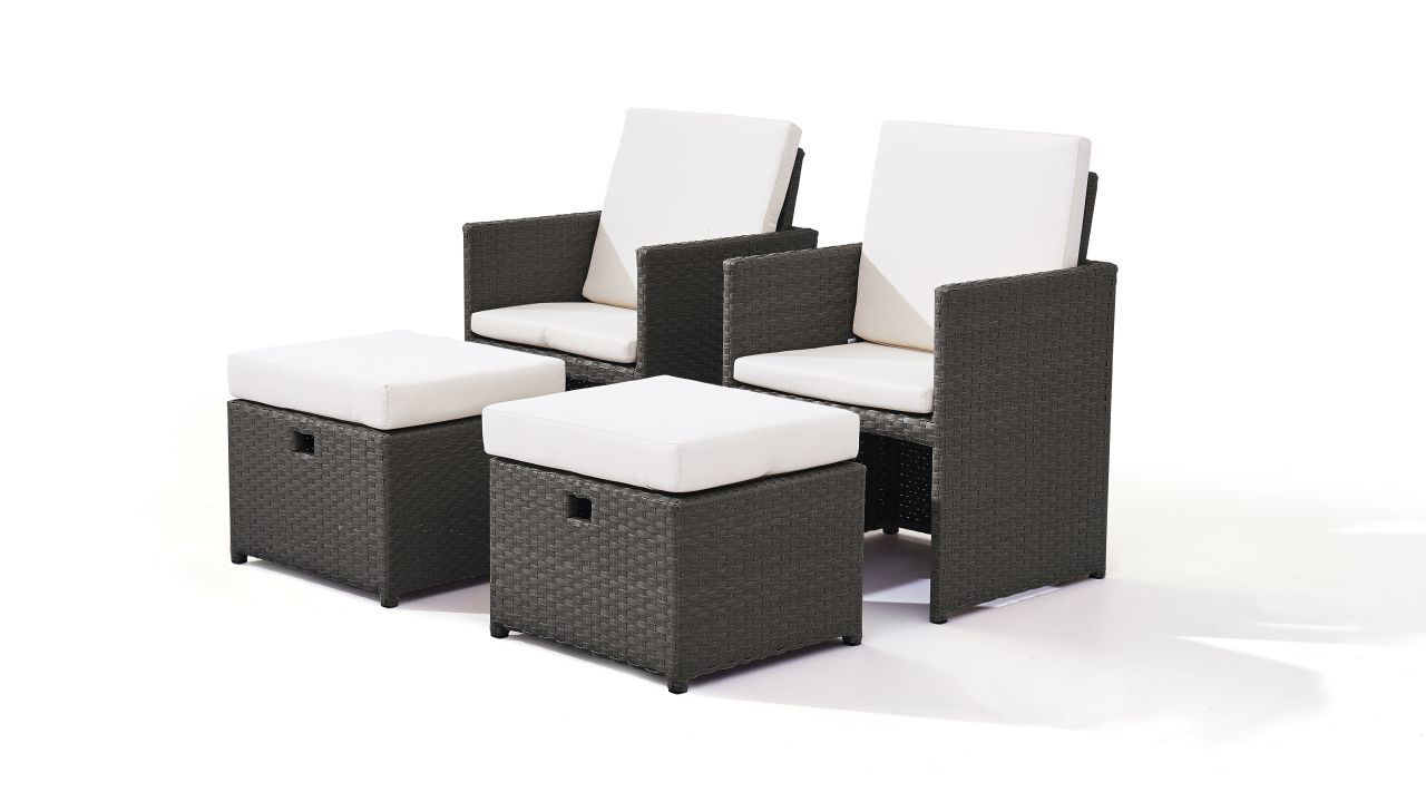 Duo de chaises et poufs Bodiner 